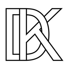 Logo sign dk kd icon sign, dk interlaced letters d k