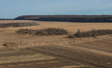 plowed field, preperaton for seeding in agricultural field.