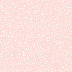 Vector Dots Seamless Pattern. Hand drawn white spots print on pastel pink background. Abstract brush spray texture for print, wrapping paper, design, fabric, backgrounds, textile