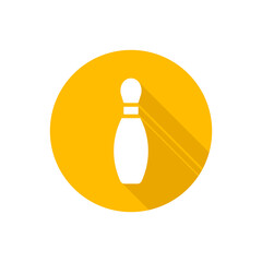 Bowling pin flat icon with shadow