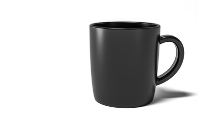 black cup on white background.
