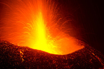 Volcanic eruption. Cumbre Vieja Natural Park. La Palma. Canary Islands. Spain.