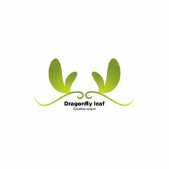 vector logo dragonfly,green leaf wing dragonfly,green dragonfly icon template