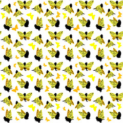 Fototapeta na wymiar seamless pattern with butterfly cats, fantasy