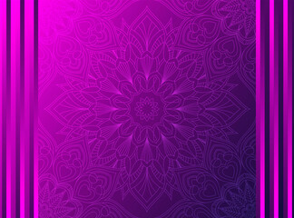 Ethnic mandala ornament. Ornamental ethnic banner. Purple background.