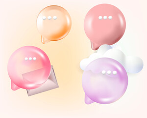 3d Speech Bubble Shapes Set.