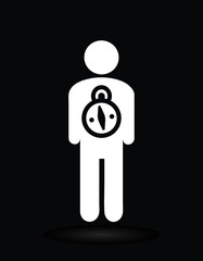 person or man with stopwatch, vector illustration 