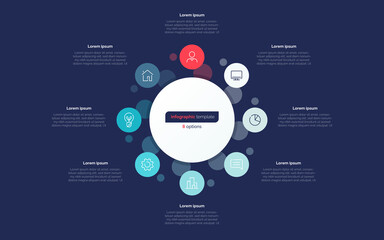 Eight option circle infographic design template. Vector illustration