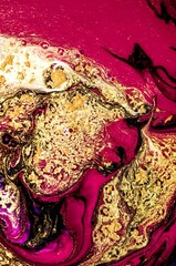 FUCHSIA. Art painting, geode artist work of art. Very beautiful purple swirl pattern. Luxury art in Eastern style. Artistic design. Painter uses vibrant paints to create these magic art, with addition