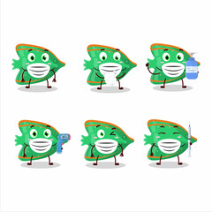 Fototapeta premium A picture of fish green gummy candy cartoon design style keep staying healthy during a pandemic