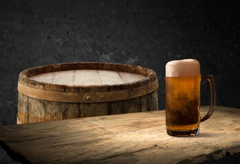 Wooden barrel for wine with steel ring. Clipping path included.
