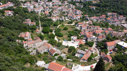 Obraz premium Lastovo otok island village, aerial photography of historic town within a Croatian national park, Croatia