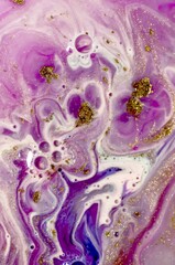 FUCHSIA. Art painting, geode artist work of art. Very beautiful purple swirl pattern. Luxury art in Eastern style. Artistic design. Painter uses vibrant paints to create these magic art, with addition