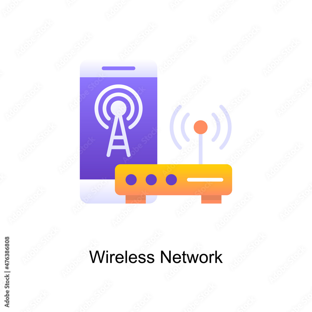 Poster wireless network vector gradient icon design illustration. internet of things symbol on white backgr