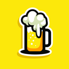 Glass of beer vector illustration,  drink alcohol symbol, bar sign - Vector