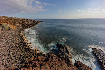 Lagoon and coral reef view at La Pointe des Châteaux, Saint Leu, Reunion Island