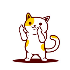 Standing White Cat Showing Middle Finger hand Sign - Vector