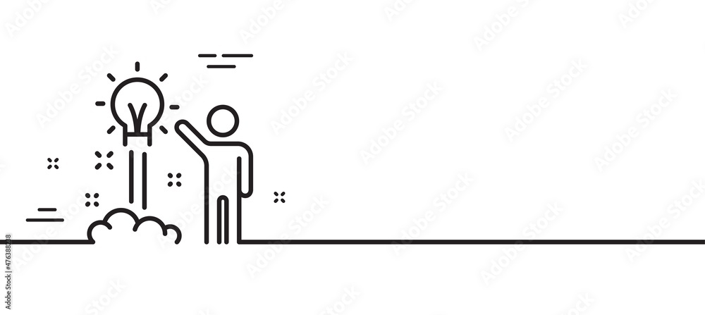Poster creative idea line icon. human launch startup sign. inspiration symbol. minimal line illustration ba