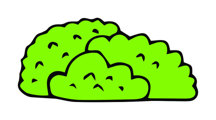 Stylized bushes. Illustration of a tree hand-drawn in doodle style with an outline for print, web, mobile, isolated on a white background. Vector