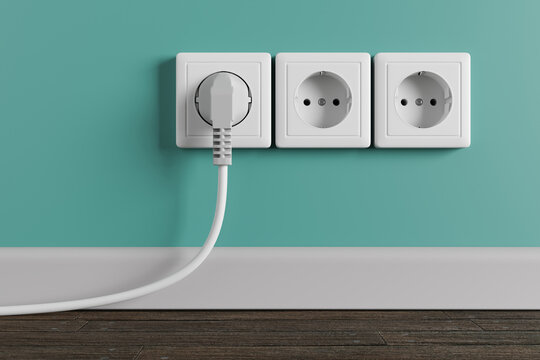 An electrical socket in the wall in the apartment of the house.