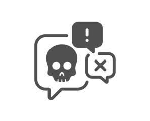 Cyber attack icon. Ransomware threat sign. Hacker skull chat symbol. Classic flat style. Quality design element. Simple cyber attack icon. Vector