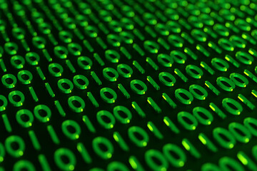 3d illustration of background in a green matrix style. Falling random numbers.