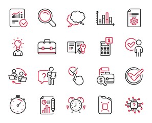 Vector Set of Education icons related to Diagram graph, Speech bubble and Time management icons. Report document, Technical documentation and Education signs. Artificial intelligence. Vector
