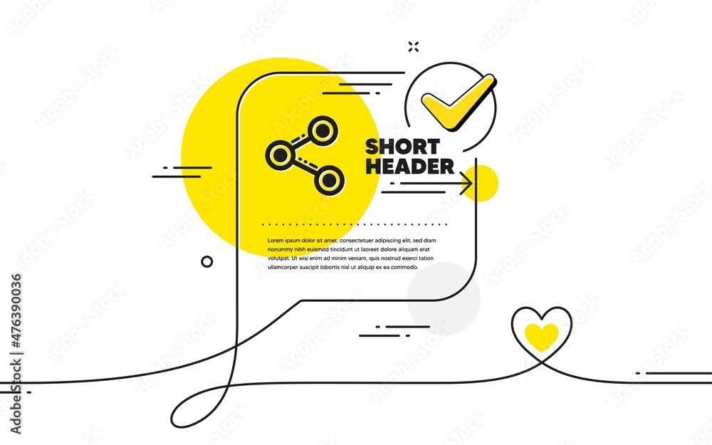 Poster share icon. continuous line check mark chat bubble. social media sign. follow symbol. share icon in 