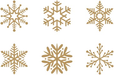 Goldene frostige abstrakte Schneeflocken Symbol set auf einem weissen Hintergrund.
Gold Schneeflocken Icons als Vektor.