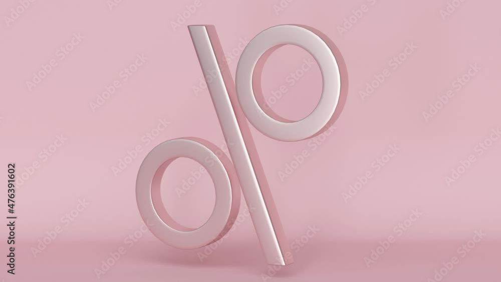 Aufkleber pink studio background with metallic percent symbol. business concept. minimal modern seamless motio