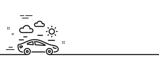 Car travel line icon. Trip transport sign. Holidays vehicle symbol. Minimal line illustration background. Car travel line icon pattern banner. White web template concept. Vector