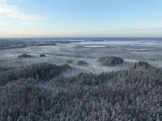 Fototapete Rund Grau Aerial view of an Estonian landscape in winter  © Martin