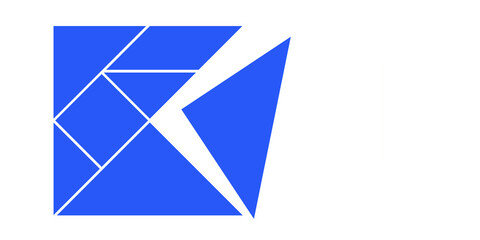 Klassisches  Tangram als Illustration vor weißem Hintergrund