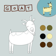 Coloring book of a cheerful goat. Educational creative games for preschool children