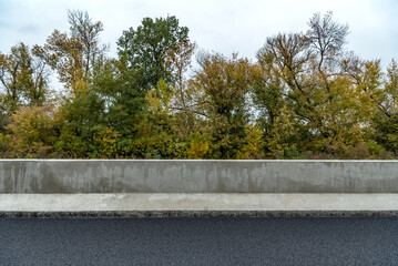 Dividing fence New Jersey between oppositely directed traffic flows. Road construction.