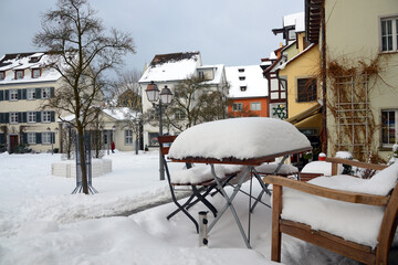 Meersburg am Bodensee im Winter, Schlossplatz