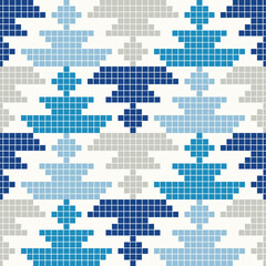 Navajo mosaic rug with traditional folk geometric pattern. Ethnic boho ornament.  Aztec elements. Mayan ornament. Vector illustration for web design or print. - 476392267