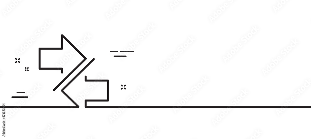 Poster synchronize arrows line icon. communication arrowheads symbol. navigation pointer sign. minimal line