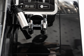 part of black coffee machine. a device for making delicious coffee.