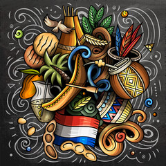 Fototapeta na wymiar Paraguay cartoon vector doodle chalkboard illustration