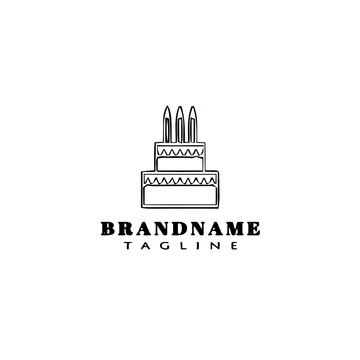 birthday cake logo design template icon black isolated vector