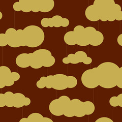 Seamless square pattern with clouds and rain