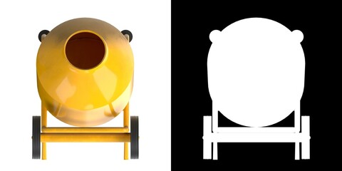 3D rendering illustration of a cement mixer