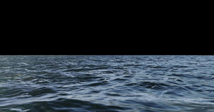 Seamless alpha transparent background 3d Animation sea wave and ripple moving movement in 4k ultra hd. Seamless loop.