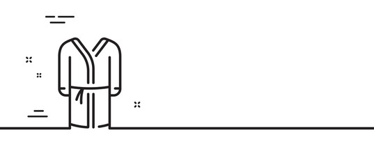 Bathrobe line icon. Housecoat robe sign. Fabric dressing gown symbol. Minimal line illustration background. Bathrobe line icon pattern banner. White web template concept. Vector