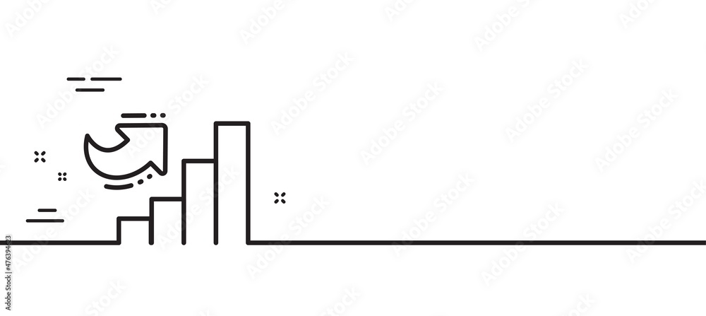 Poster growth chart line icon. column graph sign. market analytics symbol. minimal line illustration backgr