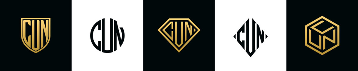 Initial letters CUN logo designs Bundle