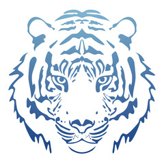 Water tiger Asian symbol vector illustration. Chinese new year 2022 and horoscope concept. Blue gradient vector logo