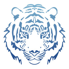 Water tiger Asian symbol vector illustration. Chinese new year 2022 and horoscope concept. Blue gradient vector logo