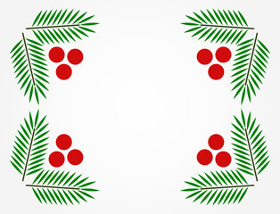 Christmas berries and fir border background.